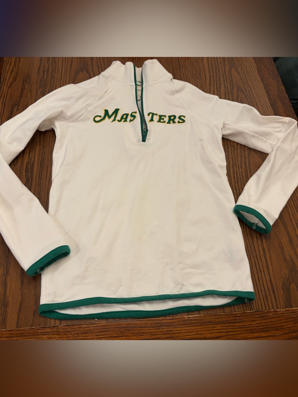 Masters White Zip Jacket with Green Trim